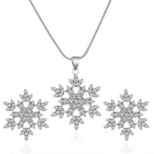 将图片加载到图库查看器，2 Pcs/set Snowflake Necklace Earrings Christmas Luxury Jewelry Accessories Christmas Valentine&#39;s Party Gifts 2020 Silver Color
