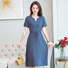 将图片加载到图库查看器，Plus Size XL-6XL 2020 New Women Summer Long Dress Slim Flowers Print Dress Women High Quality V-Neck Short Sleeve Casual Dress
