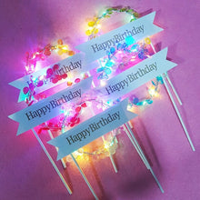 将图片加载到图库查看器，Flower LED Wedding Cake Topper Baby Shower For Girl Happy Birthday Cake Topper Party Decoration Suppliers Cake Decorating Tool
