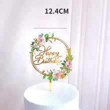 将图片加载到图库查看器，Gold Unicorn Acrylic Cake Topper Flamingo Happy Birthday Cupcake Topper For Baby Shower Mermaid Unicorn Party Cake Decorations
