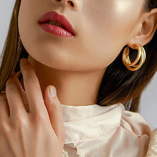 将图片加载到图库查看器，New Fashion Gold Color Metal Drop Earrings Stainless Steel Simple Knot Twist Earrings For Women Statement Jewelry 2020 Pendiente
