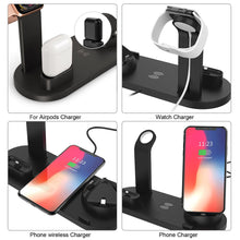 将图片加载到图库查看器，4 in 1 Wireless Charging Dock Station For Apple Watch iPhone X XS XR MAX 11 Pro 8 Airpods 10W Qi Fast Charger Stand Holder
