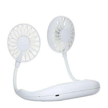 将图片加载到图库查看器，USB Rechargeable Neckband Sport Fan Lazy Neck Hanging Dual Cooling Portable Fan
