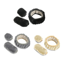 将图片加载到图库查看器，Universal Steering-wheel Plush Car Steering Wheel Covers Winter Faux fur Hand Brake &amp; Gear Cover Set Car Interior Accessories
