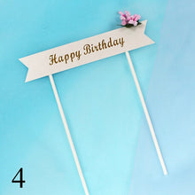 将图片加载到图库查看器，1set Plush Ball Garland Happy Birthday Cake Topper For Kids Birthday Party Baby Shower Cake Decoration Flags Party Supplies

