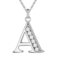 将图片加载到图库查看器，26 Letters A-Z Free Shipping silver plated Necklace Stamp fashion silver jewelry Fashion Pendant best birthday gift
