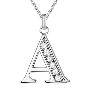 26 Letters A-Z Free Shipping silver plated Necklace Stamp fashion silver jewelry Fashion Pendant best birthday gift