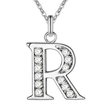 将图片加载到图库查看器，26 Letters A-Z Free Shipping silver plated Necklace Stamp fashion silver jewelry Fashion Pendant best birthday gift
