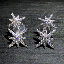 将图片加载到图库查看器，New  925 pure meteor Earrings hexagon Star Lucky Star Christmas Korean Black Pearl Earrings Fashion light luxury jewelry
