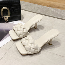 将图片加载到图库查看器，Luxury Slides Women 7cm High Heels Mules Fetish Pumps Individual Weave Leisure Blue Office Ladies Prom Slippers Women&#39;s Shoes
