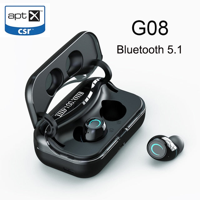 Sarah G08 Bluetooth 5.1 Earphone Touch Control Wireless Headphons HiFi IPX7 Waterproof Earbuds Headset with LED Display Charging Box