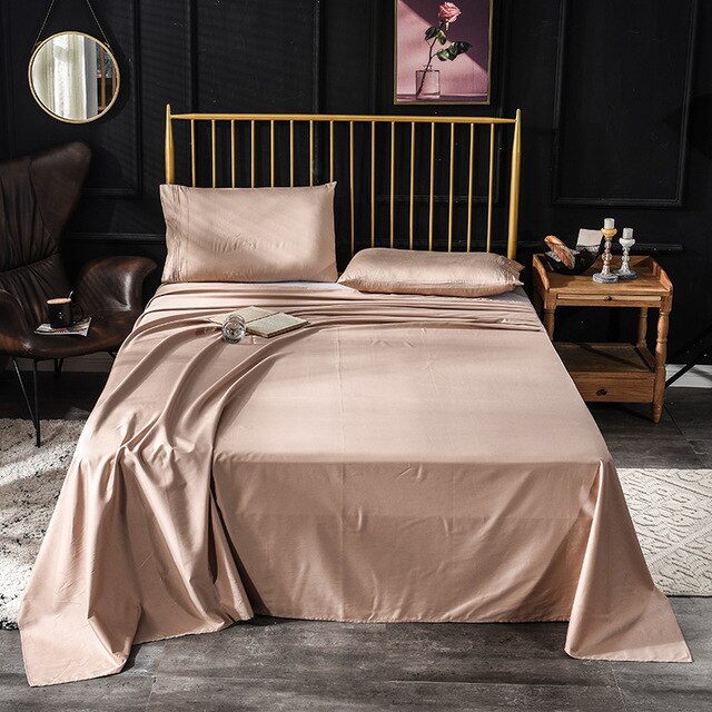 600TC Egyptian Cotton Luxury Solid Color Bed Sheet Bedsheet Flat Sheet Linens Bedding Sheets Pillowcase Soft Warm Home Textile#s