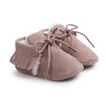 将图片加载到图库查看器，Newborn Baby Boy Girl Moccasins Shoes Fringe Soft Soled Non-slip Footwear Crib Shoes PU Suede Leather First Walker Shoes
