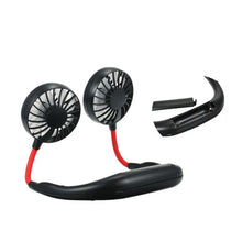 将图片加载到图库查看器，USB Rechargeable Neckband Sport Fan Lazy Neck Hanging Dual Cooling Portable Fan
