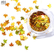 将图片加载到图库查看器，1 Box Maple Leaves Nail Art Sequins Holographic Glitter Flakes Paillette Chameleon Stickers For Nails Autumn Design Decor SA1528
