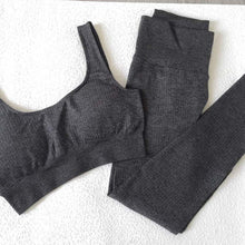 将图片加载到图库查看器，2PCS/Set Seamless Fitness Women Yoga Suit High Stretchy Workout Sport Set Padded Sports Bra High Waist Sports Legging Gym
