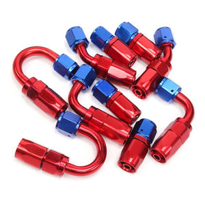 6AN 20-Foot Universal Silver Fuel Hose   10 Red and Blue Connectors