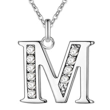 将图片加载到图库查看器，26 Letters A-Z Free Shipping silver plated Necklace Stamp fashion silver jewelry Fashion Pendant best birthday gift
