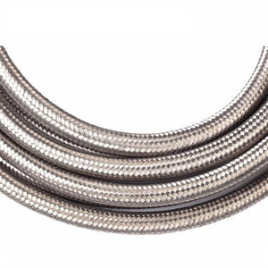 4AN 10Ft General Type Stainless Steel Braided Fuel Hose Silver