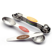 将图片加载到图库查看器，LMETJMA 7pcs/set Magnetic Measuring Spoons Set with Leveler Stainless Steel Double-Sided Measuring Spoons Set for Cooking Baking

