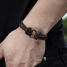 将图片加载到图库查看器，Navy style Camping Parachute cord Survival Anchor Bracelet Men Women with Black Stainless Steel Sport Buckle

