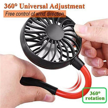 将图片加载到图库查看器，USB Rechargeable Neckband Sport Fan Lazy Neck Hanging Dual Cooling Portable Fan
