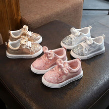 将图片加载到图库查看器，1-3 Years Toddler Baby Girls Bow Sequin Crib Shoe Trend Casual Shoes Dress Shoes
