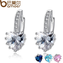 将图片加载到图库查看器，BAMOER Stones Heart Shape Trendy &amp; Elegant AAA Zircon Stud Earring YIE095
