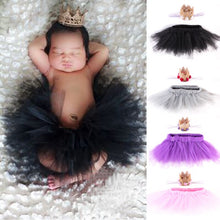 将图片加载到图库查看器，Newborn Baby Girl Skirt Photography Clothing Infant Tutu Lace Skirt Crown Headband Bebe Princess Pettiskirts  Photo Costumes
