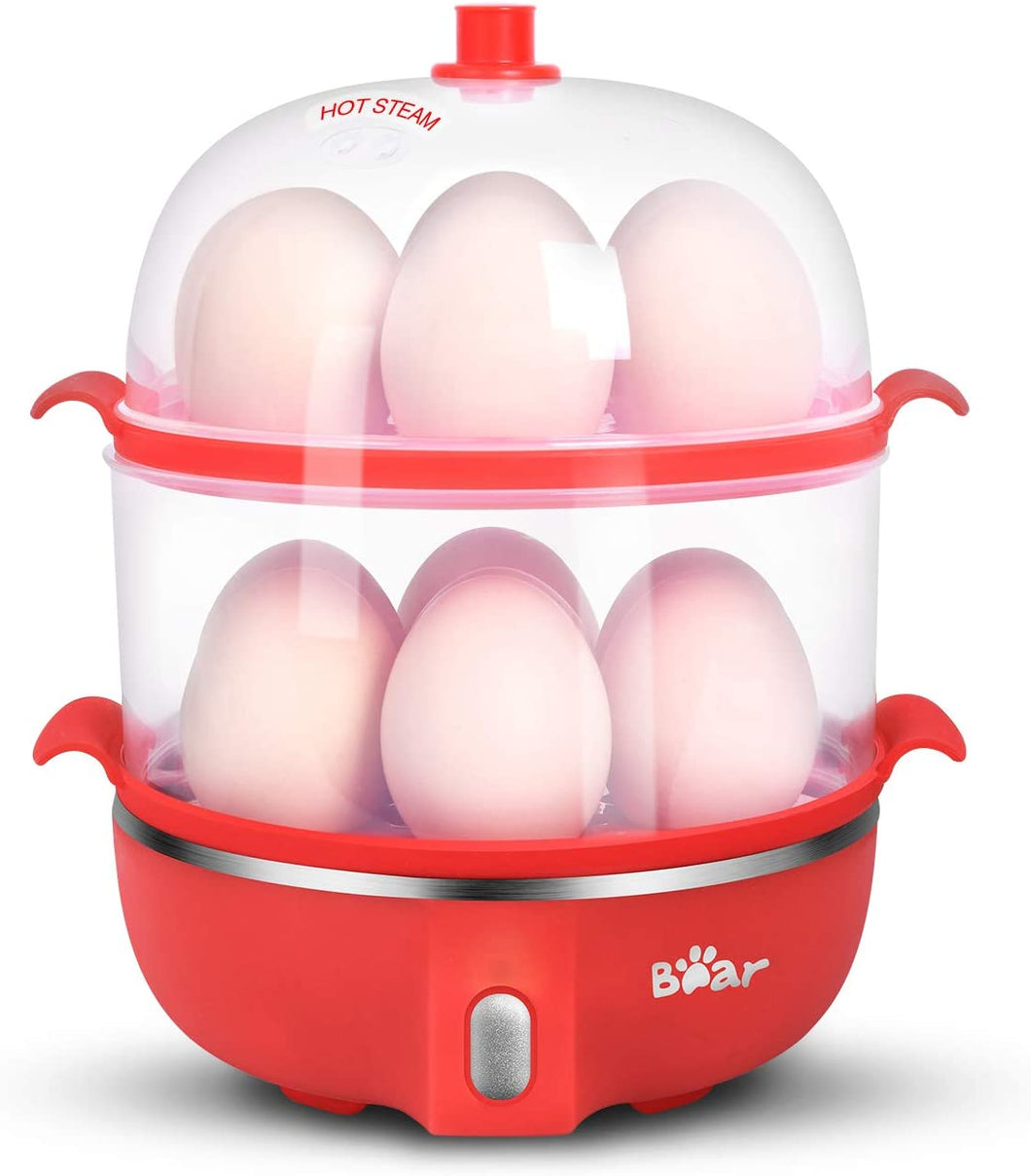 JD-Egg Cooker, Bear 14 Egg Capacity Hard Boiled Egg Cooker, Rapid Electric Egg Boiler Maker Poacher for Hard Boiled Scrambled Omelets Poached Eggs Steamed Vegetables Dumplings with Egg Piercer