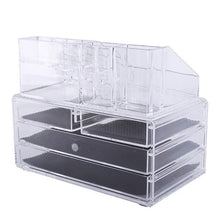 将图片加载到图库查看器，Multi-check &amp; 4 Drawers Integrated Acrylic Makeup Case Cosmetics Organizer Transparent
