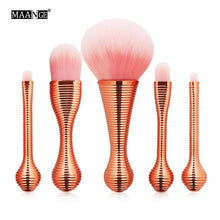 将图片加载到图库查看器，5pcs Rose Gold Mini Cosmetic Beauty Makeup Brushes Set Powder Foundation Eye Shadow Concealer Soft Face Make Up Brush Tools
