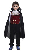 将图片加载到图库查看器，New fashion Children&#39;s Boys Girls Halloween Cosplay Costume Long Sleeve Top + Pants + Cloak Vampire Performance Costume 3pcs/set
