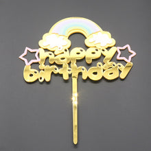 将图片加载到图库查看器，Gold Unicorn Acrylic Cake Topper Flamingo Happy Birthday Cupcake Topper For Baby Shower Mermaid Unicorn Party Cake Decorations

