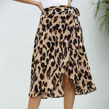 将图片加载到图库查看器，Chiffon Skirts Womens Summer High Waist Leopard A Line Slit Long Skirts Lace Up Wrap Clothes 2020 Fashion Midi Skirt For Women
