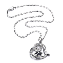 将图片加载到图库查看器，Pet Memorial jewelry pet Foot paw print heart necklace

