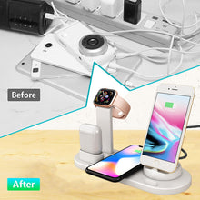 将图片加载到图库查看器，4 in 1 Wireless Charging Dock Station For Apple Watch iPhone X XS XR MAX 11 Pro 8 Airpods 10W Qi Fast Charger Stand Holder
