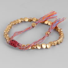 将图片加载到图库查看器，Handmade Tibetan Buddhist Braided Cotton Copper Beads Lucky Rope Bracelet &amp; Bangles For Women Men Thread Bracelets
