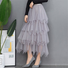 将图片加载到图库查看器，Elastic High Waist Skirts Women Comfortable Tulle Pleated Tutu Skirt Ladies Midi Skirt Girl Summer Skirts Faldas Mujer Moda 2020
