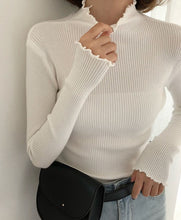 将图片加载到图库查看器，2019 Fall Winter Fashion Slim Sweater Women Turtleneck Ruched Women Sweater High Elastic Solid Sexy Knitted Pullovers 6785 50
