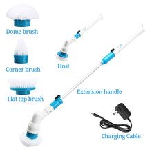 将图片加载到图库查看器，Electric Spin Scrubber Turbo Scrub Cleaning Brush Cordless Chargeable Bathroom Cleaner with Extension Handle Adaptive Brush Tub
