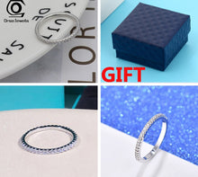 将图片加载到图库查看器，ORSA JEWELS 925 Sterling Silver Rings Women Classic Round Full Pave AAA Cubic Zircon Engagement Wedding Band Ring for Girls SR63
