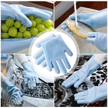 将图片加载到图库查看器，Magic Silicone Dishwashing Scrubber Dish Washing Sponge Rubber Scrub Gloves Kitchen Cleaning 1 Pair
