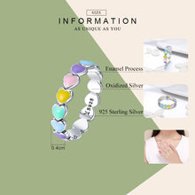 将图片加载到图库查看器，BAMOER Authentic 925 Sterling Silver Stackable Rainbow Heart Finger Rings for Women Wedding Engagement Ring Jewelry Anel SCR444
