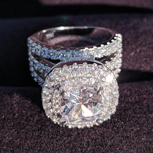 将图片加载到图库查看器，trendy luxury big 925 sterling silver engagement Ring for Women and ladys christmas gifts with cushion zirconia wedding R4898
