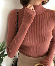 将图片加载到图库查看器，2019 Fall Winter Fashion Slim Sweater Women Turtleneck Ruched Women Sweater High Elastic Solid Sexy Knitted Pullovers 6785 50
