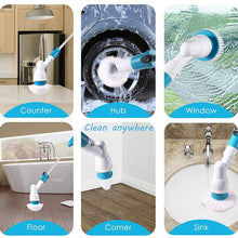 将图片加载到图库查看器，Electric Spin Scrubber Turbo Scrub Cleaning Brush Cordless Chargeable Bathroom Cleaner with Extension Handle Adaptive Brush Tub
