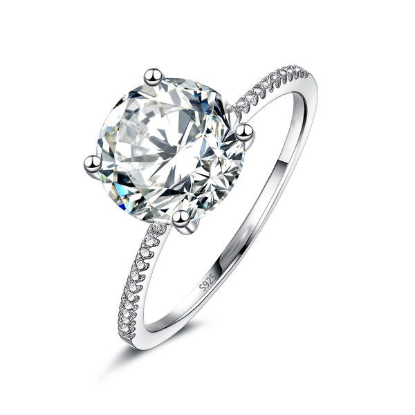 2019 Classic Luxury Real Solid 925 Sterling Silver Ring 3Ct 10 Hearts Arrows Zircon Wedding Jewelry Rings Engagement For Women