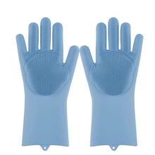 将图片加载到图库查看器，Magic Silicone Dishwashing Scrubber Dish Washing Sponge Rubber Scrub Gloves Kitchen Cleaning 1 Pair
