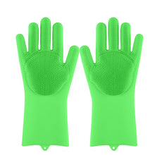 将图片加载到图库查看器，Magic Silicone Dishwashing Scrubber Dish Washing Sponge Rubber Scrub Gloves Kitchen Cleaning 1 Pair
